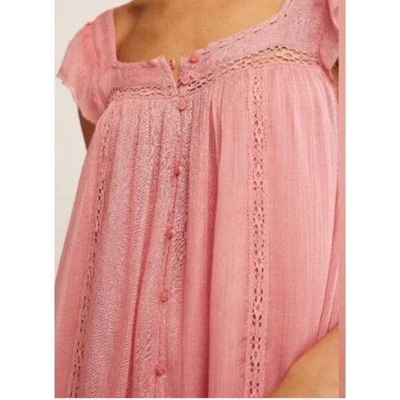 NWT Free People Pink Olivia Gauze Babydoll Dress Size S NWT - Picture 3 of 16